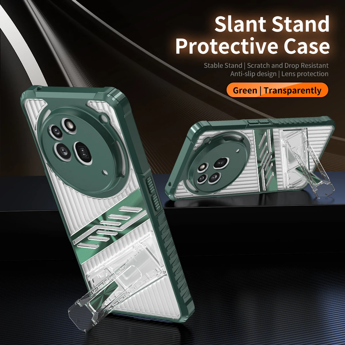 Transparent Shockproof Kickstand Case with Soft Silicone