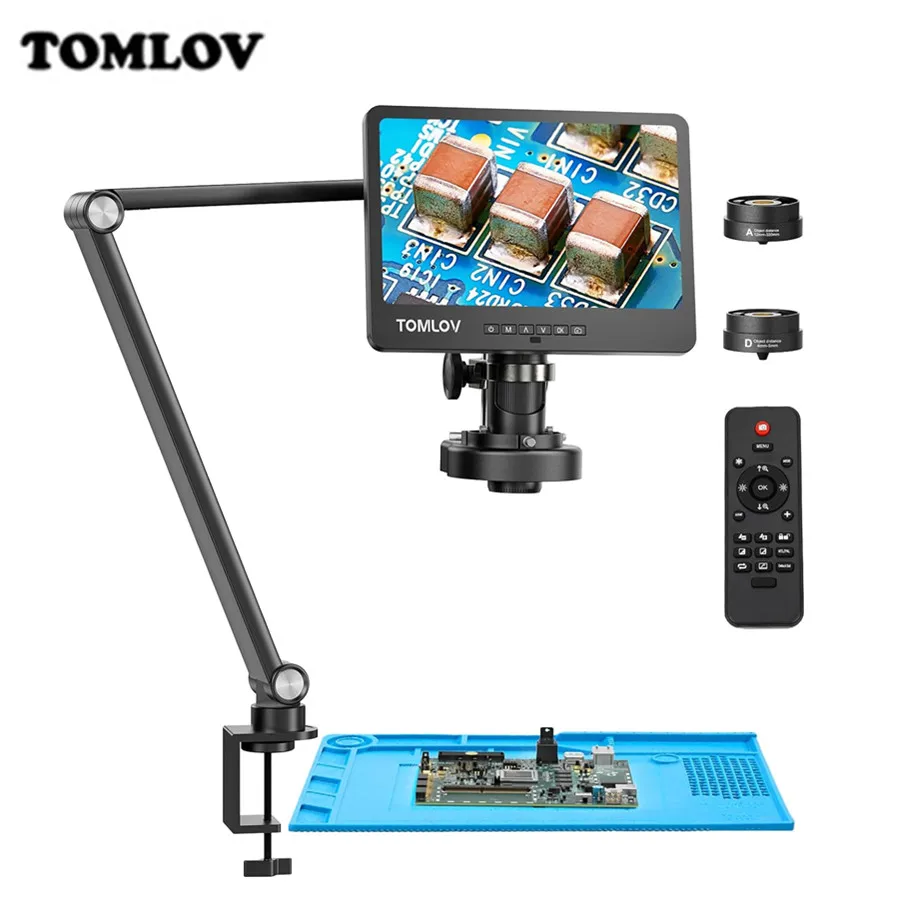 

TOMLOV Microscope Digital DM602 Flex 2024 HDMI Soldering Microscopes 10.1" for Electronic Repairing 2K Coin Microscopio 2000X