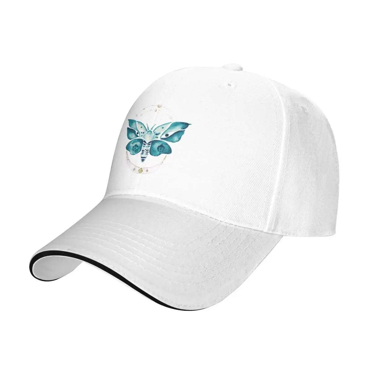 

Watercolor lunar turquoise crystal moth Baseball Cap Hat Beach Luxury Brand Mountaineering Kids Hat Sun Hats For Women Men's