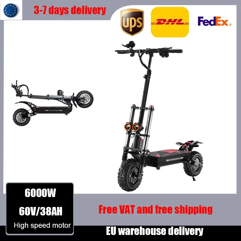 

6000W 60V 38 AH Electric Scooter Waterproof Dual Motor Powerful Scooters 85km/h Off-road Folding Luxury Electric Scooters