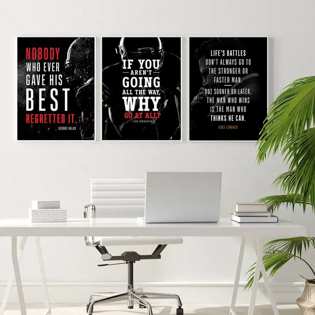 9 Poster Motivazionali Per Parete - Frasi Ispiratrici In Bianco E Nero, 25x20 Cm, Per Casa E Ufficio