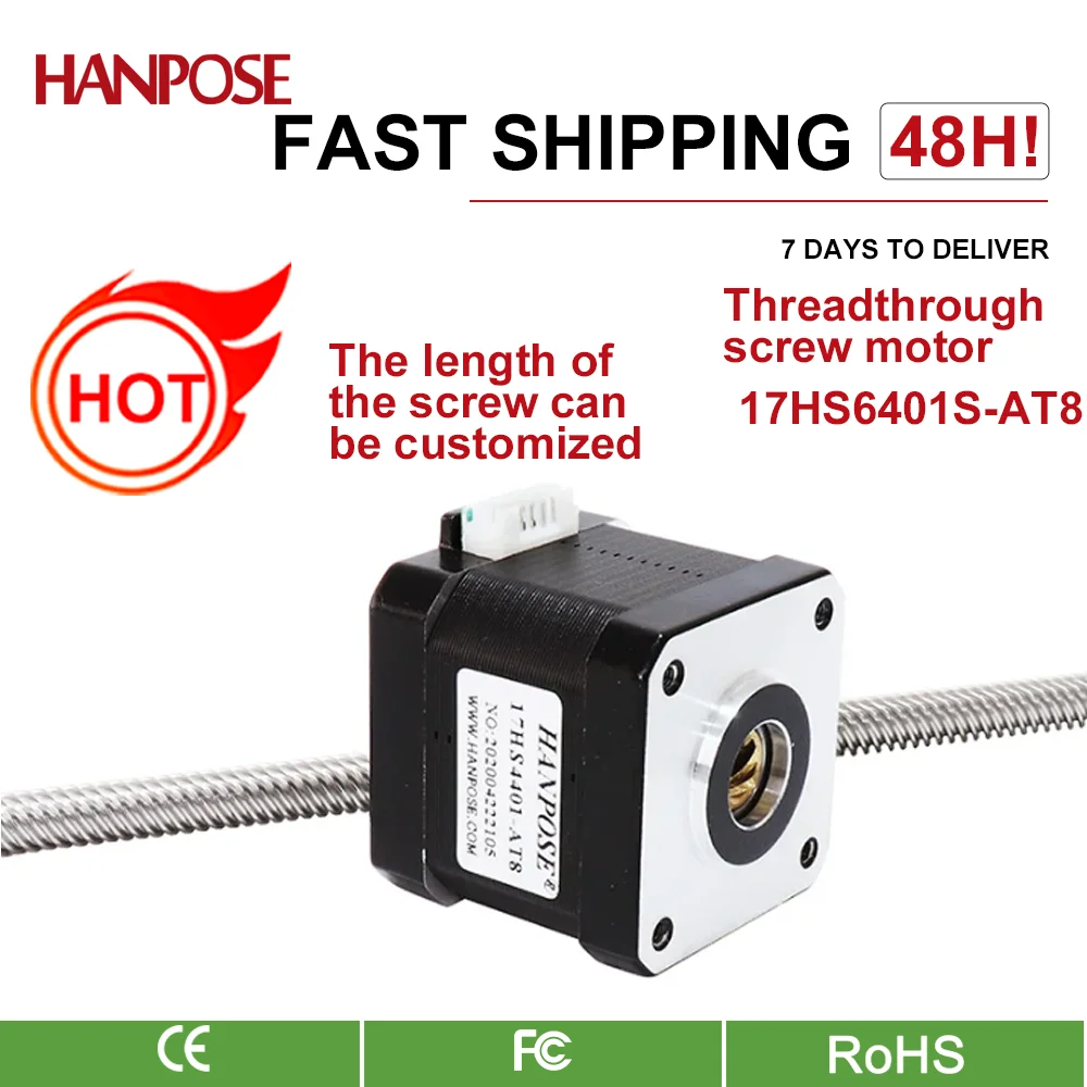 NEMA17 ผ่านประเภทสกรูแรงบิด 42HA40-T8 linear สกรู stepping motor ความยาว 100/200/300 มม. สําหรับมอเตอร์อัตโนมัติ feeder 1