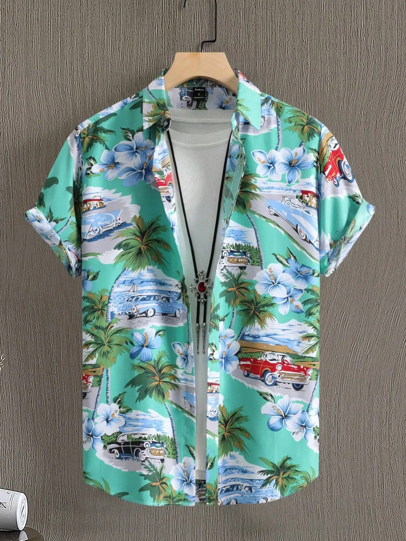 Summer Men Women Fashionable Hawaiian Lapel Shirts Botanical Floral Design Short Sleeve Button Up Shirts Seaside Tops 3