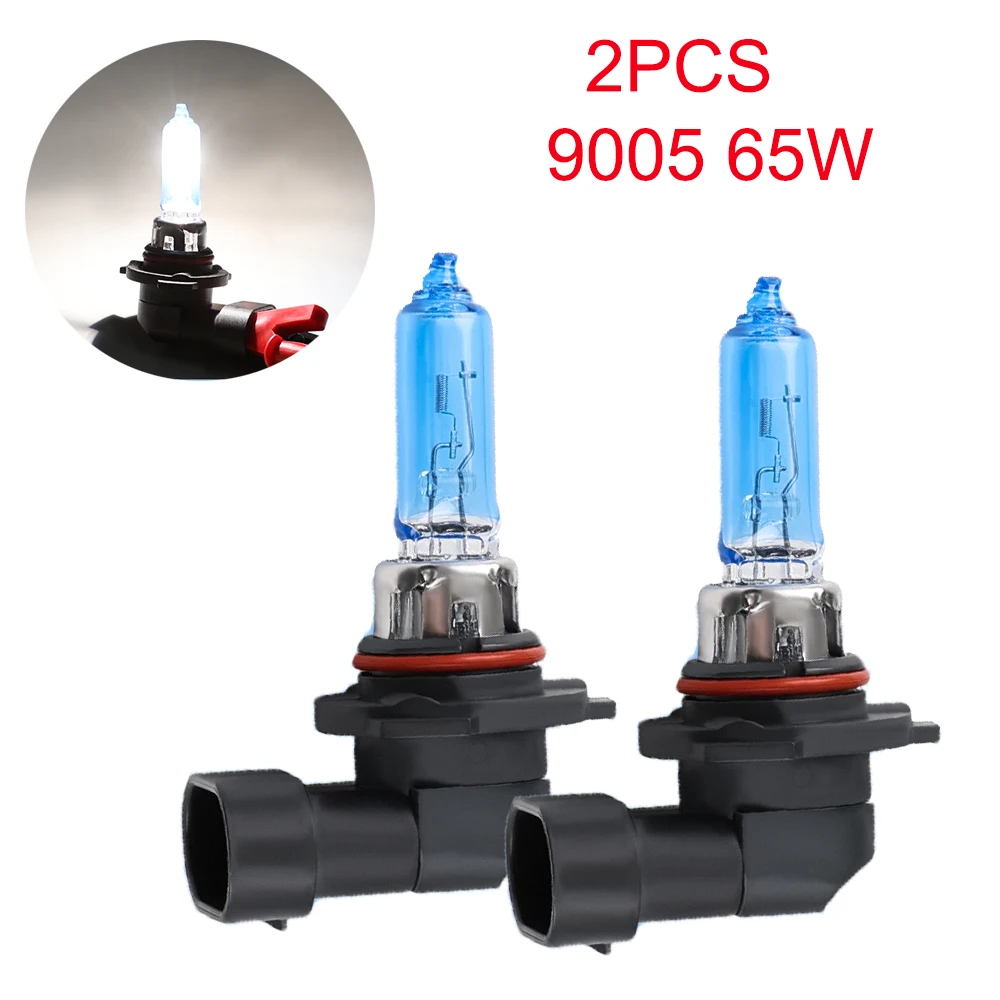 2pcs 12v 65W Halogen Lamp HB3 9005 6000K Super White Quartz Glass Xenon Car Headlight Lamp Car Bulb Light Auto Bulbs Lamp