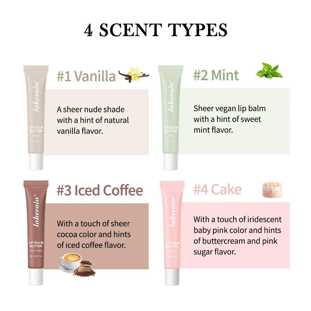 4Pcs/set Butter Lip Balm Set Anti-cracked Plumping Tinted Lip Butter Long Lasting Moisturizing Nourishing balm Set lip balm lip makeup