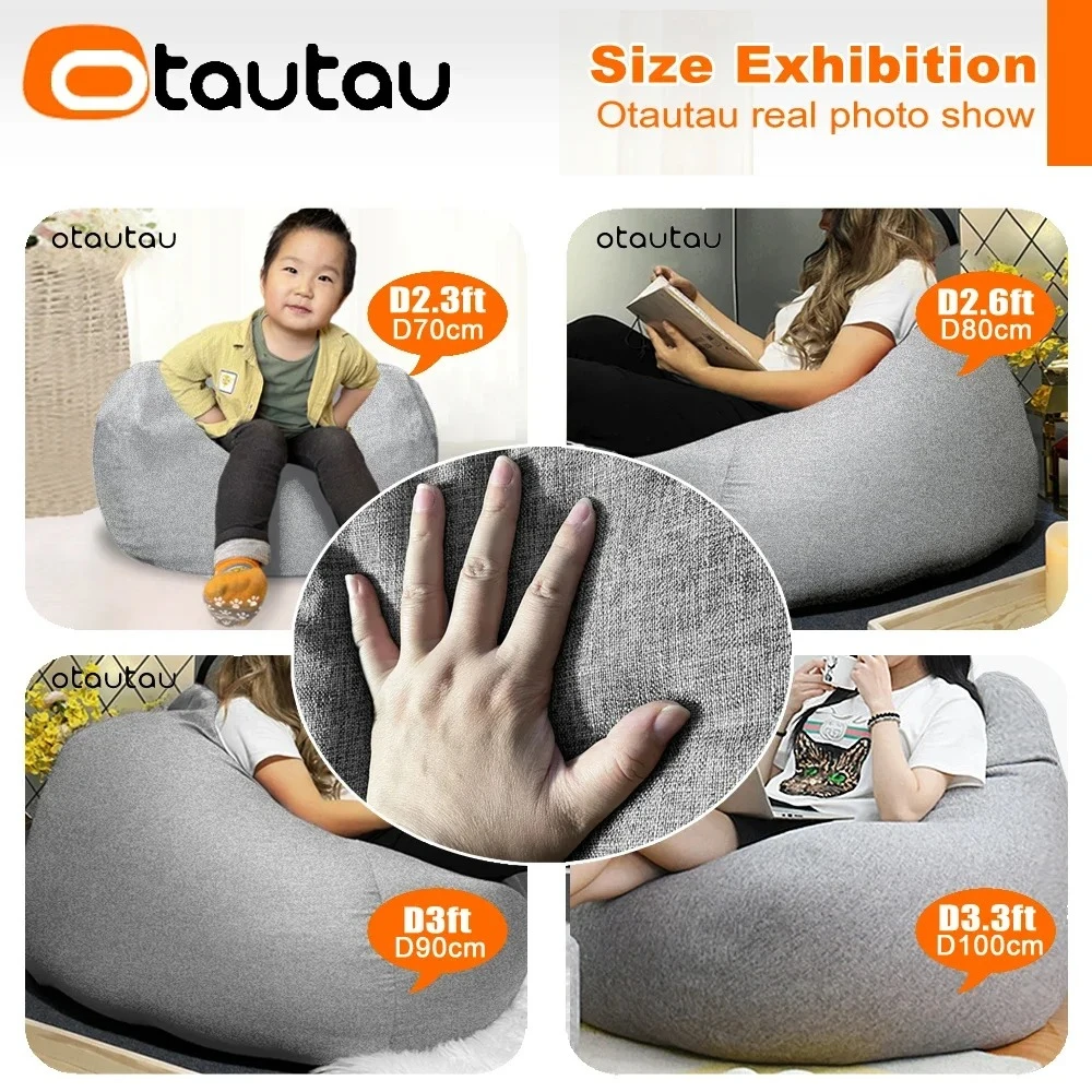 OTAUTAU Cotton Linen Bean Bag Cover DD002【No Filler Inside!You Need To Fill It By Yourself !】