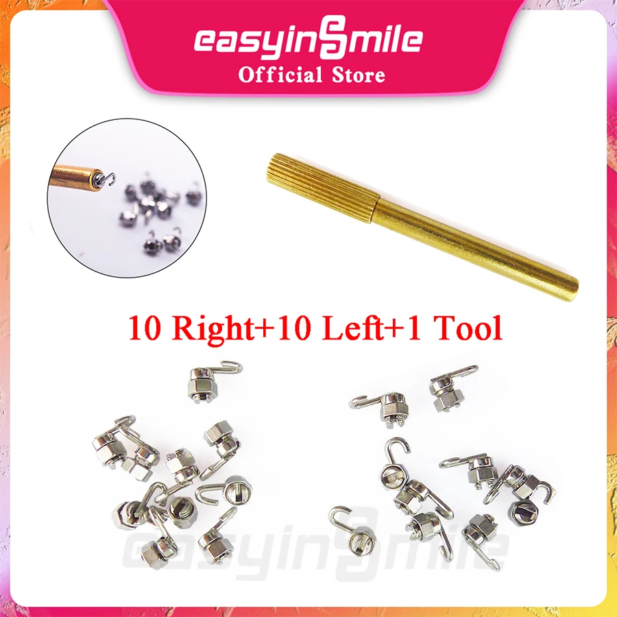 

21Pcs/Set Easyinsmile Orthodontic Crimpable Hooks Stops Dental for Arch Wires Lock Brackets Braces Accessories + Driver