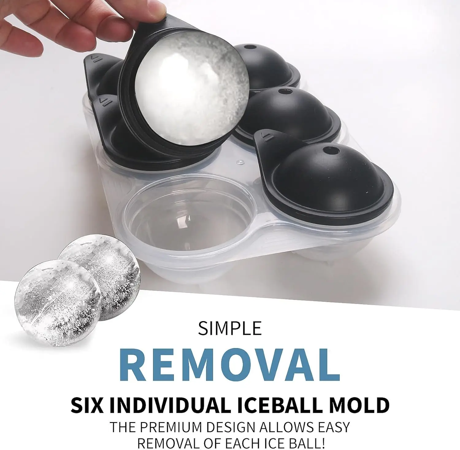 Premium Silicone Ice Cube Tray with Lid – Perfect for Crafting Large Spheres for Beverages