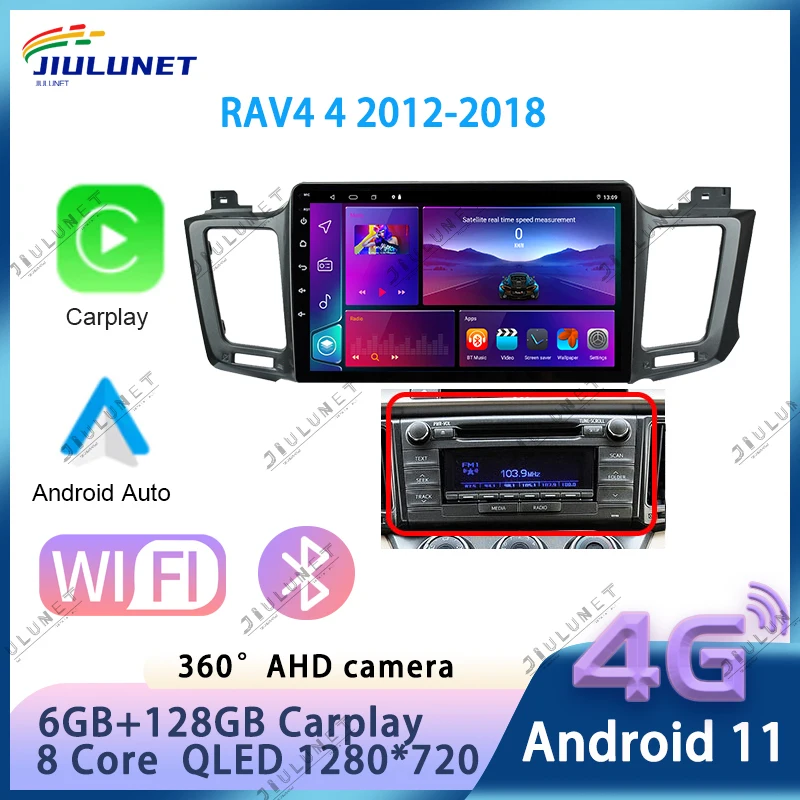 

JIULUNET 8Core 4G WIFI Car Radio Multimedia Video Player For Toyota RAV4 RAV 4 2012-2018 Android 11 2 din Autoradio carplay gps