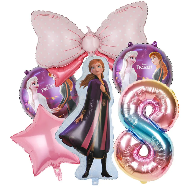 thumbnail image 1 of Decoración para fiesta de cumpleaños de Frozen de Disney, vajilla de Anna, Elsa, Reina de las Nieves, color rosa y azul, servilletas de papel, platos, vasos, baby shower para niños, 1 of 5