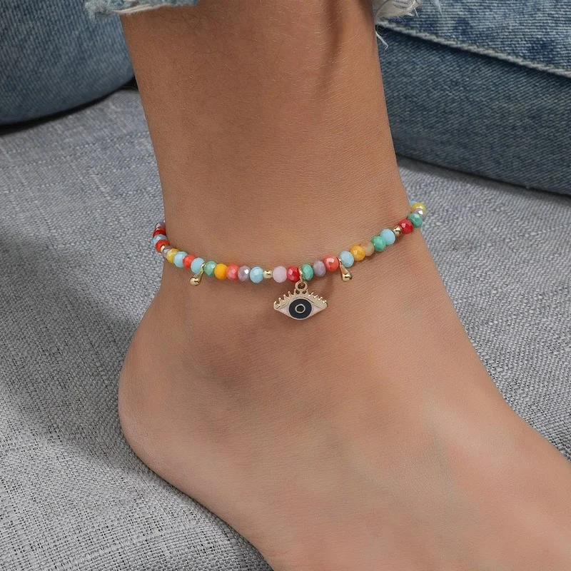 Mixex Color Beaded Anklets For Women Summer Holidays Beach Foot Jewelry Evil Eye Ankle Bracelet bead bracelet,beads anklet