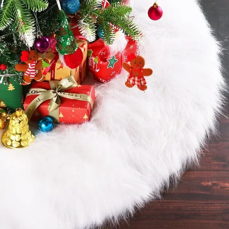 72-Inch White Faux Fur Christmas Tree Skirt - Plush Velvet Snow-Like Tree Skirt For Holiday Decor & Xmas Party