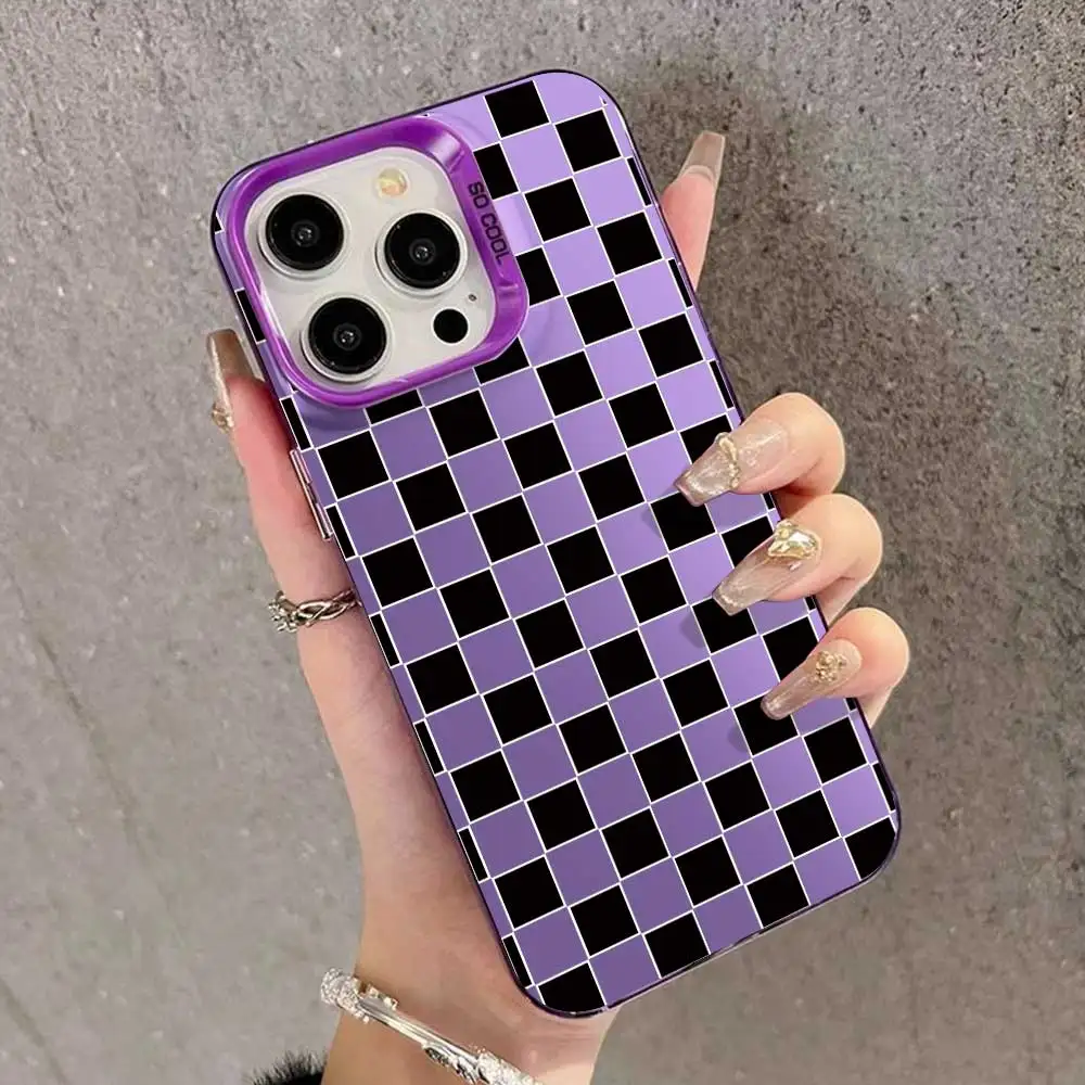 Cute Cartoon Soft Silicone Phone Cover with Silver IMD Grid Design