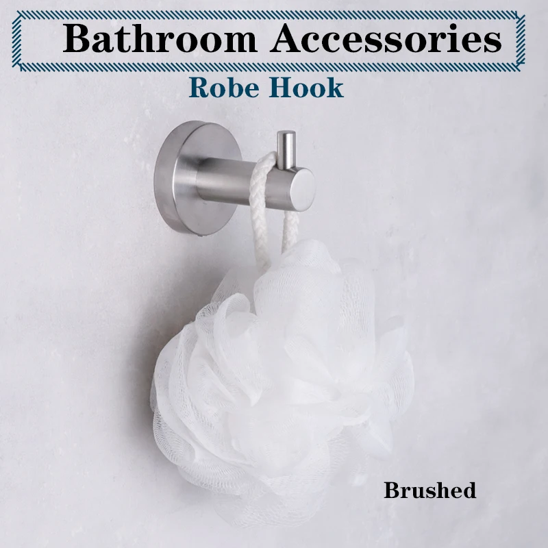 Robe hook SUS304 single hook wall-mounted screw fixation simple style hotel accessories