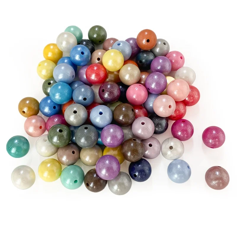 100pcs Round Silicone Beads 15mm Opal Silicone Bead for Jewelry Making DIY Pacifier Chain Clips Baby Toys Accessorie BPA Free