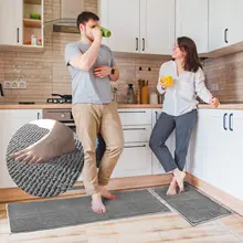 

Bubble Kiss Gray Kitchen Rugs Set 2 Pieces Microfiber Chenille Kitchen Floor Mat Doormat Carpet Sets Non Slip Soft Runner Rug