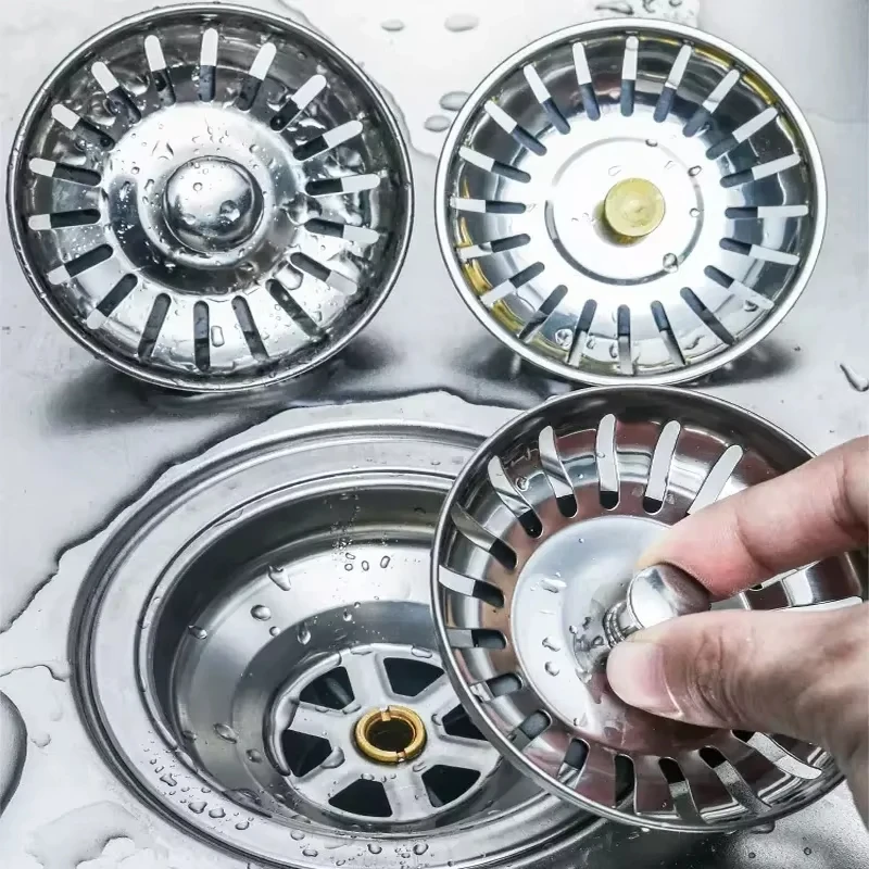 Sink Strainer Kitchen Sink Sewer Basin Drain Stopper Stainless Steel Sink Waste Plug Filter Anti-clog Floor Drain Kitchen Accessories