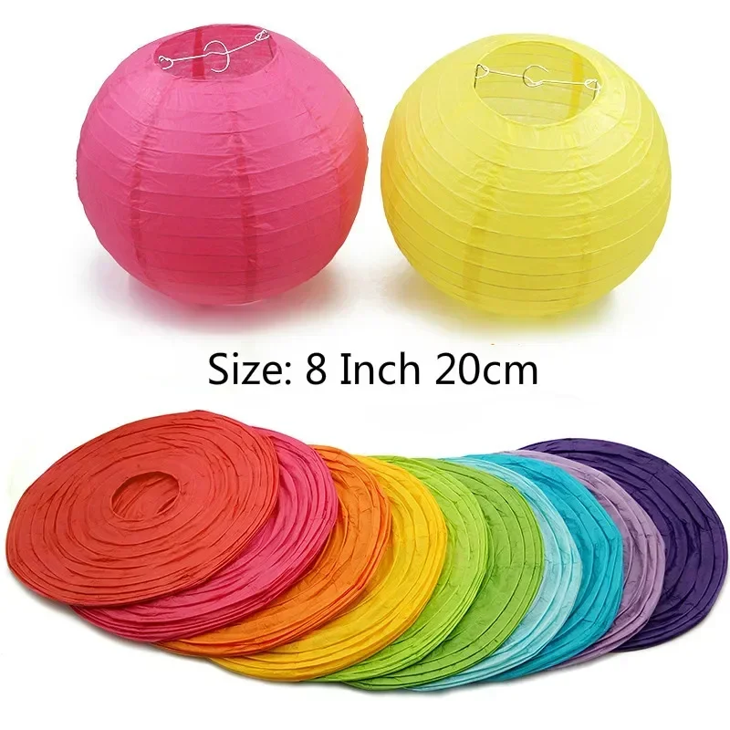 1 piece 8Inch Chinese Round Paper Lanterns ball for Wedding Party Hanging lanterns Birthday Decor babyshower supplies Paper Lantern