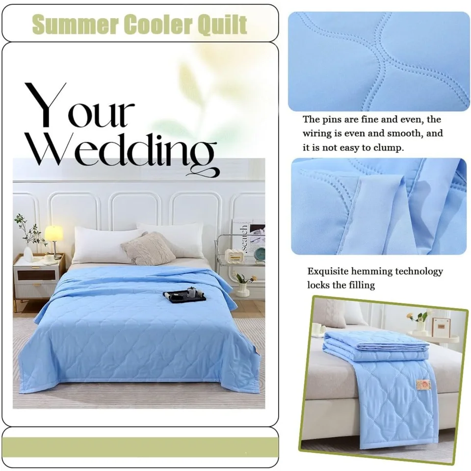 Summer Cooling Blanket Lightweight Cotton for Hot Sleepers