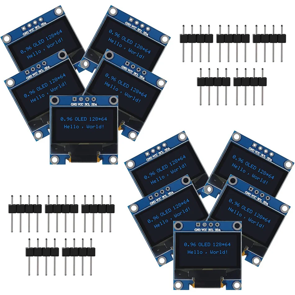 

10 PCS 0.96 inch 12864 128X64 OLED LCD Display Board Module I2C IIC SSD1306 Driver 4 Pins Compatibile with Arduino Raspberry Pi