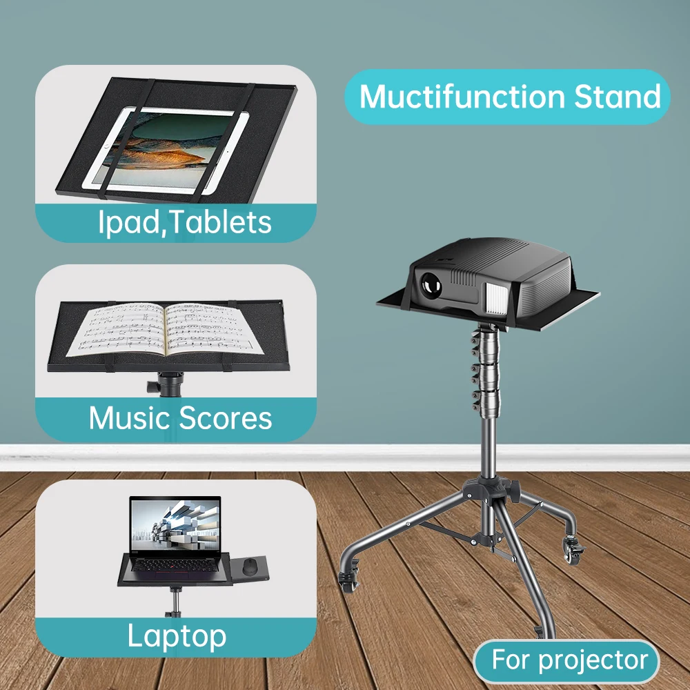 145cm Projector Tripod Stand Laptop Tripod Adjustable Height 23 to 63" Standing Desk Outdoor Computer Desk Stand for Studio