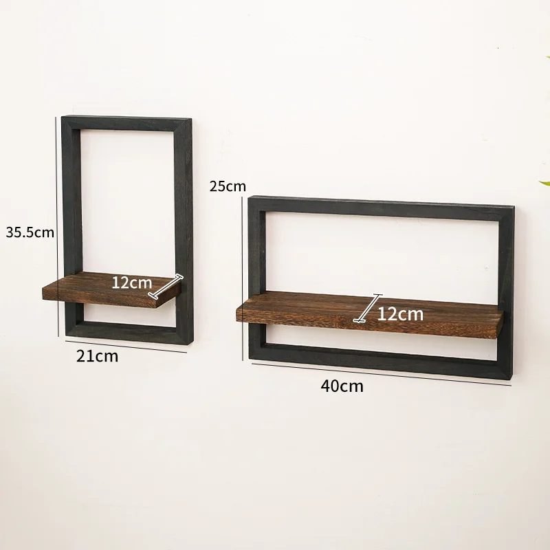 מדפי עץ שחור לאחסון קיר תלוי מדפי קיר צף תפאורה כפרית, משק חדר שינה חדר אמבטיה מטבח