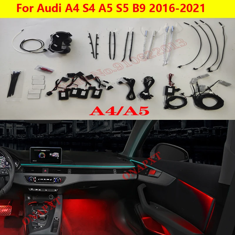 

For Audi A4 S4 A5 S5 B9 2016-2021 Center Console Dashboard Ambient Light LED Strip Decorative Cover Lift Tweeter Speaker Lamp