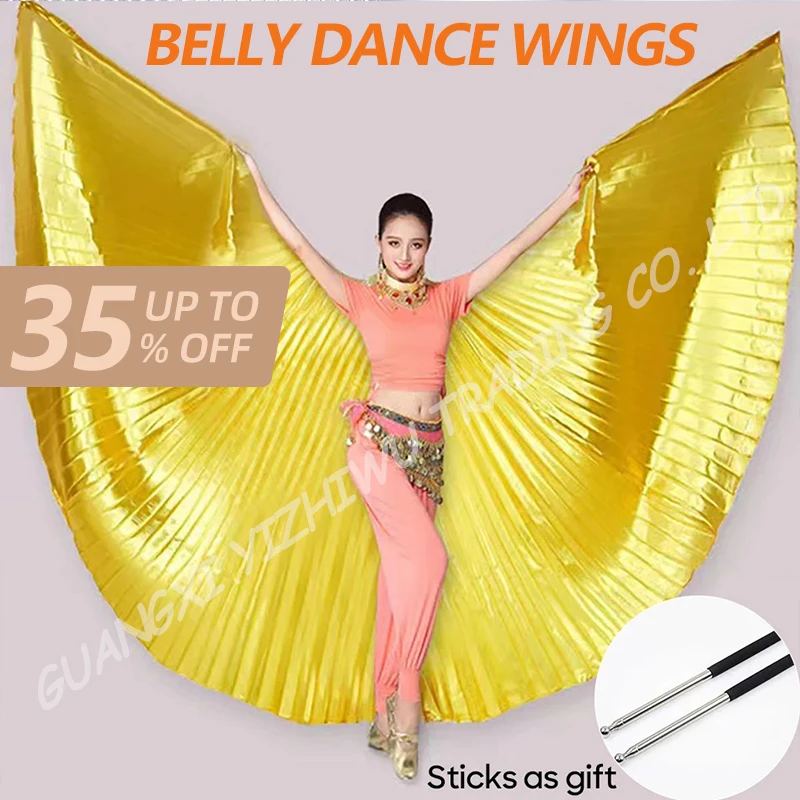 

Women Belly Dance Wings Isis Wings Belly Dance Accessories Bollywood Oriental Egyptian Sticks Costume Adult Gold