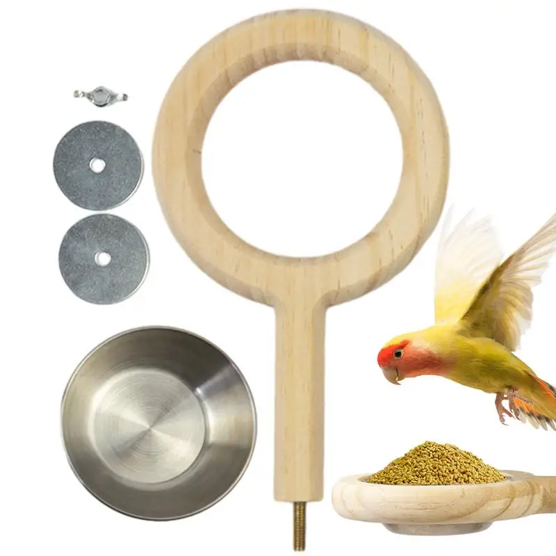 

Bird Perch Stand Toy Bird Paw Trimmer Stick With Stainless Steel Bowl Bird Cage Toy For Cockatiels Conures Budgies Parrot