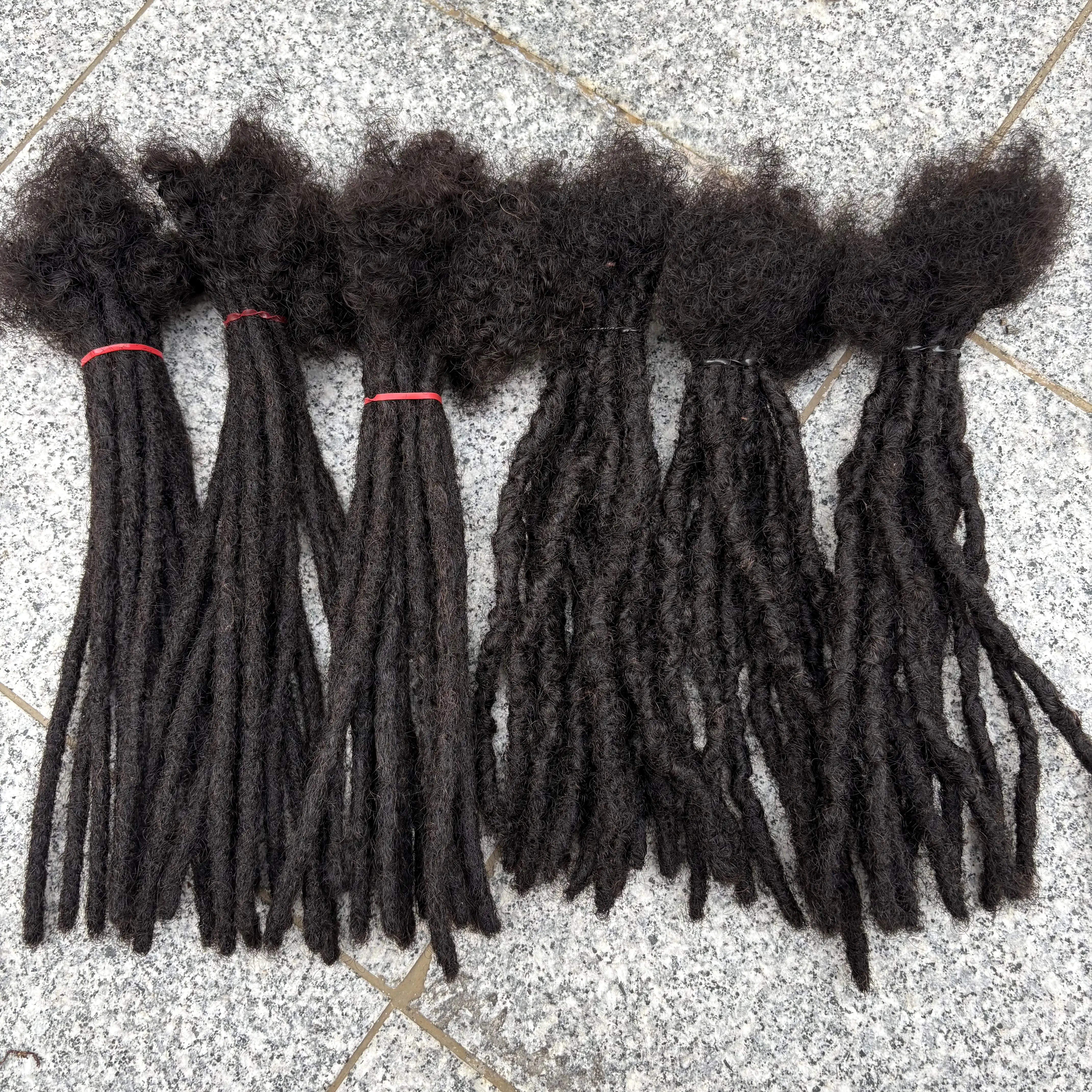 100% Human Hair Inter Loc Extensions 0.6cm Width 4-8 Inch 50 Strands Handmade Regular Dreadlock Extensions for Men Women Kids 2