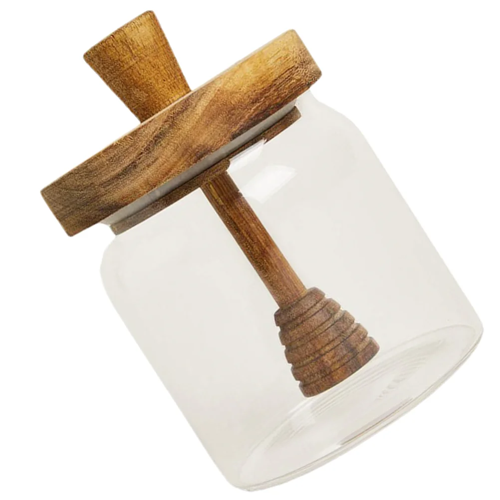 

Glass Honey Pot Bottle Set Honey Dispenser Jars Dipper Container Cover Pots Lids Kitchen Food Grade Sealed Honey Jar