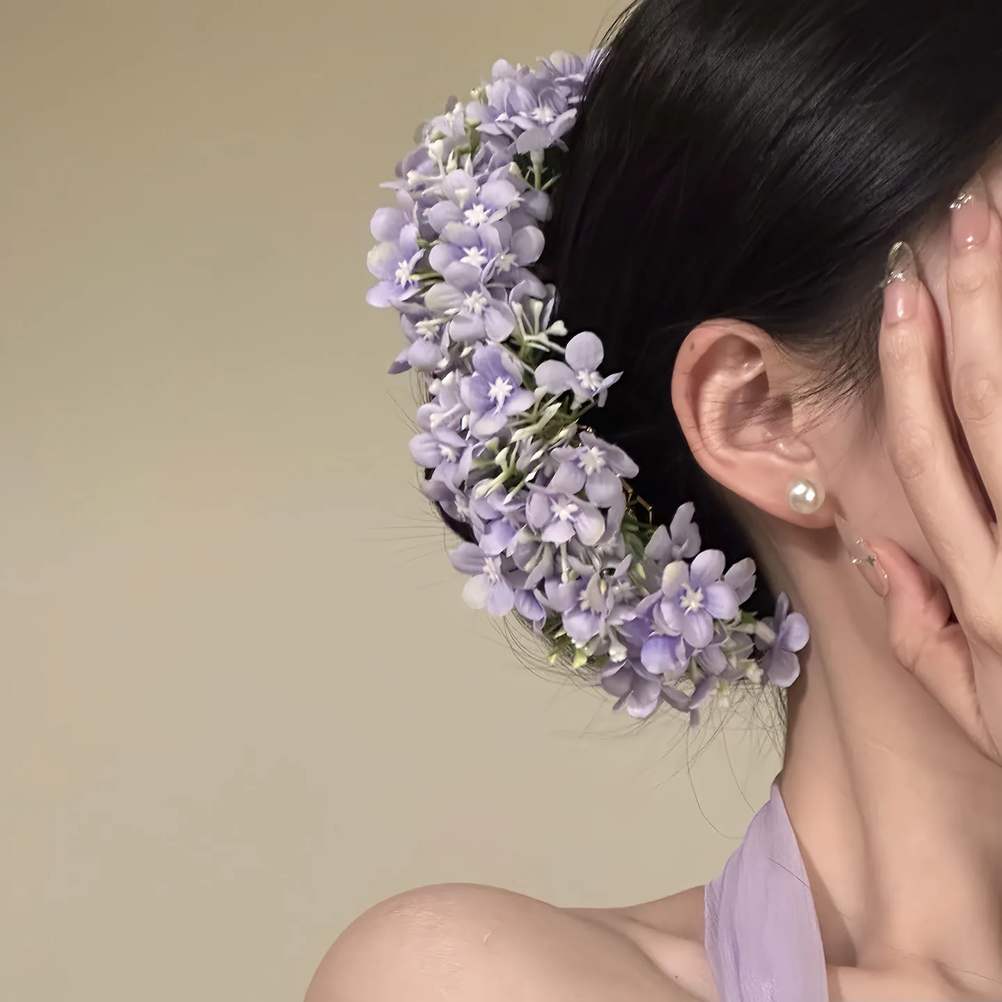 오리지널 앰비션리스트【플라워 와일드 레터】퍼플 스카이 플라워 헤어핀 전통 치파오 헤어 액세서리 한푸 장식품