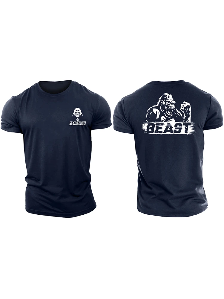 

3D Printing Beast Gorilla - Gym T-Shirt High Quality Cotton Casual Men's Short Sleeves Top Muscle Man Tough Guy T-Shirt