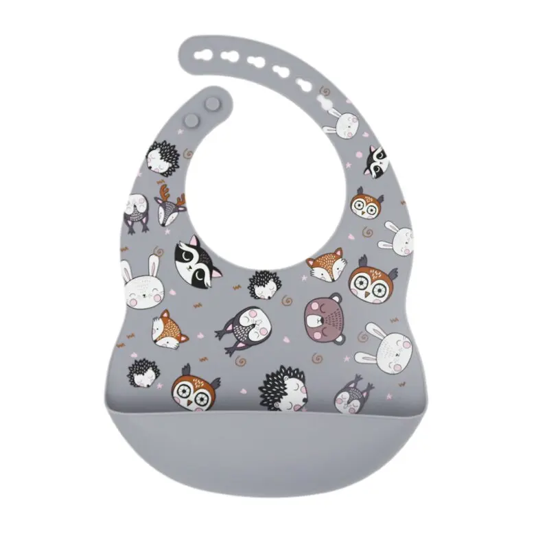New Arrival silicone baby bibs silicon printing newborn bib feeding burp cloth avocado zoo tractor printing tableware 2