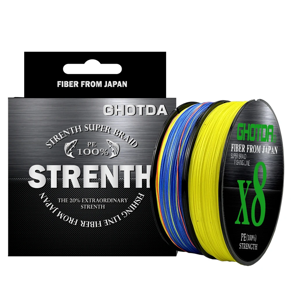 GHOTDA 8/9/12 Strands PE Braided Wire Multifilament Japan Import Fabric PE Line for Carp Fishing 0.6-8.0# 100M Fishing Line