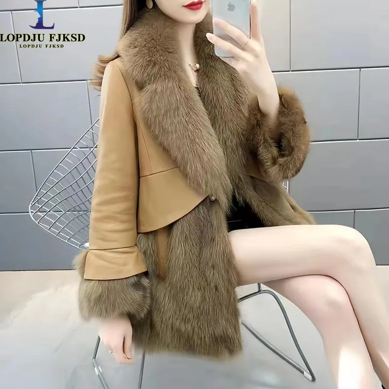 women's-faux-fox-fur-collar-coat-spliced-pu-jacketsingle-button-overcoat-thicken-warm-clothes-high-quality-korean-winter