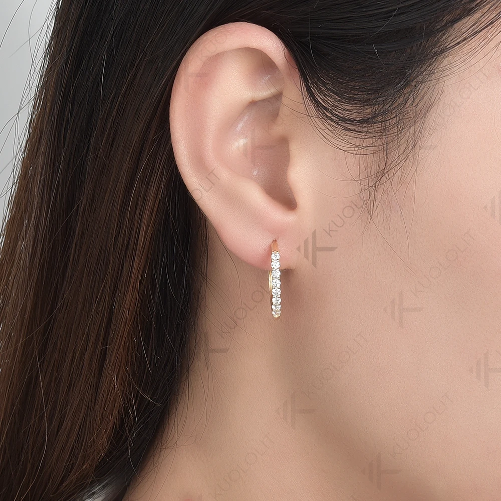 Kuololit 0.54CTW Lab Grown Diamond Hoop Earrings for Women Solid 18K 14K 10K 585 Yellow Gold Earrings for Engagement Wedding 5
