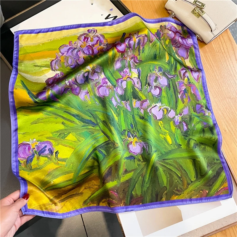 

Luxury Brand 100% Real Silk Scarf Women Small Handkerchiefs Hair Ribbon Headband Neckerchief Female Design Square Bandana 2022