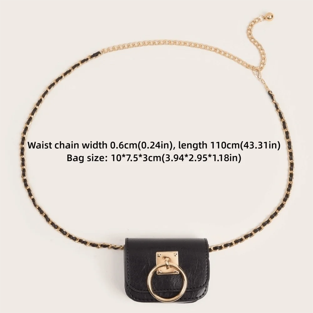 New Square Women Vintage Belt Bag Dual-purpose PU Leather Gothic Fanny Packs Travel Waist Purse Y2K Style Metal Buckle Belts