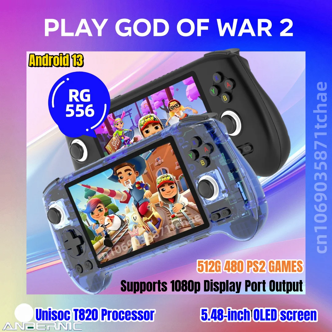 Anbernic Rg556 Console Di Gioco Portatile Retrò Unisoc T820 Android13 Schermo Amoled Da 5.48 Pollici 5500Mah Wifi 512G Psp Ps2 3Ds Giochi