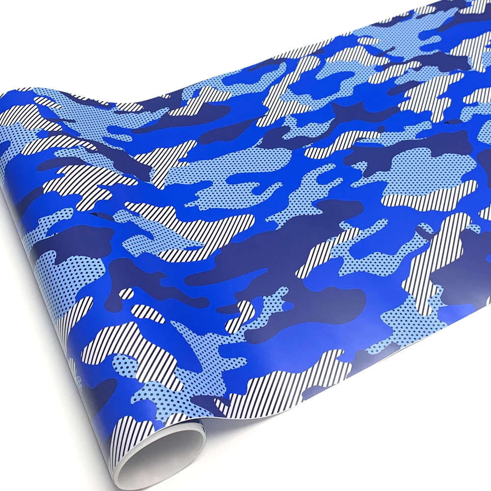 Camo Vinyl Wrap Auto Tuning Zubehör Auto Off-Road Camouflage Film Auto Wrapping Aufkleber Jeep Blau Motorräder Wasserdichte Farbe – Detail 7