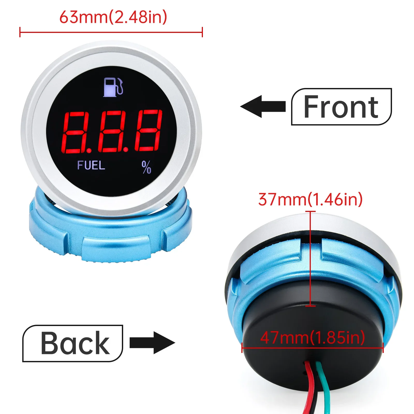 Red Light Digital Fuel Level Gauge with Flashing Alarm Car Fuel Level Meter Fuel