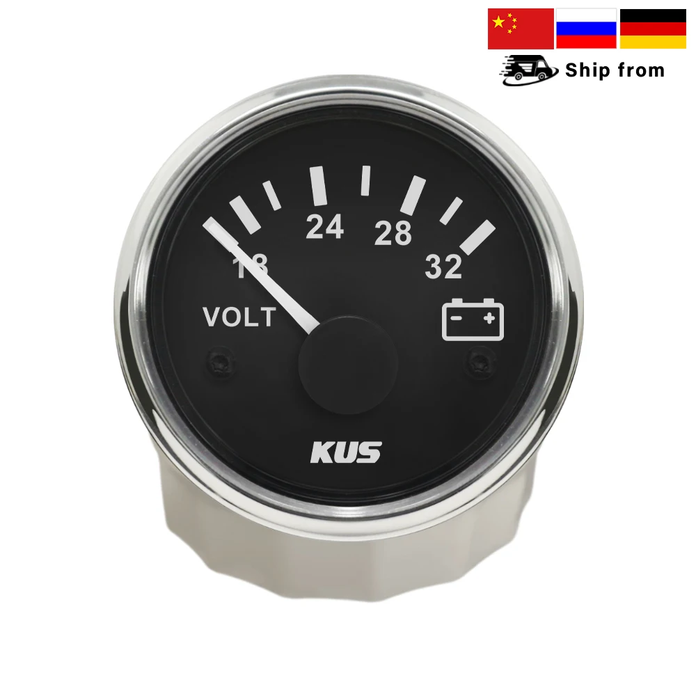 KUS Marine Auto Needle/Digital Voltage Gauge 12V 24V Boat Car Truck RV Voltmeter Volt Gauge Red and Yellow available Backlight