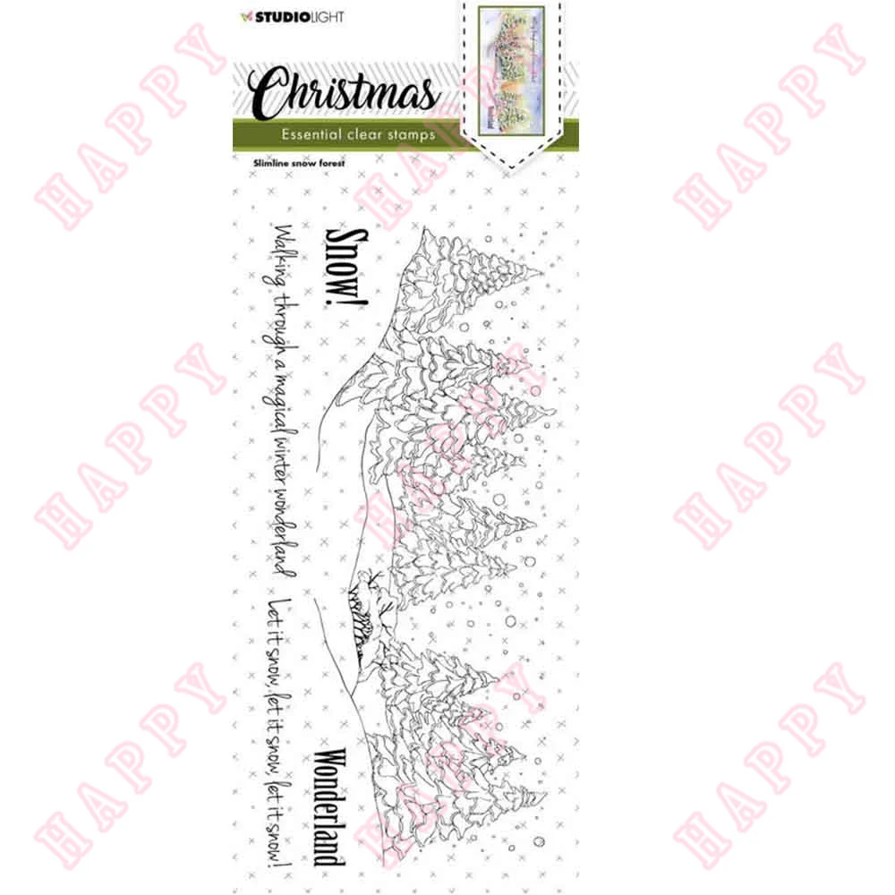 

New Christmas Slimline Snow Forest Clear Stamps Template For DIY Scrapbook Album Paper Card Decoration Embossing Craft Handmade