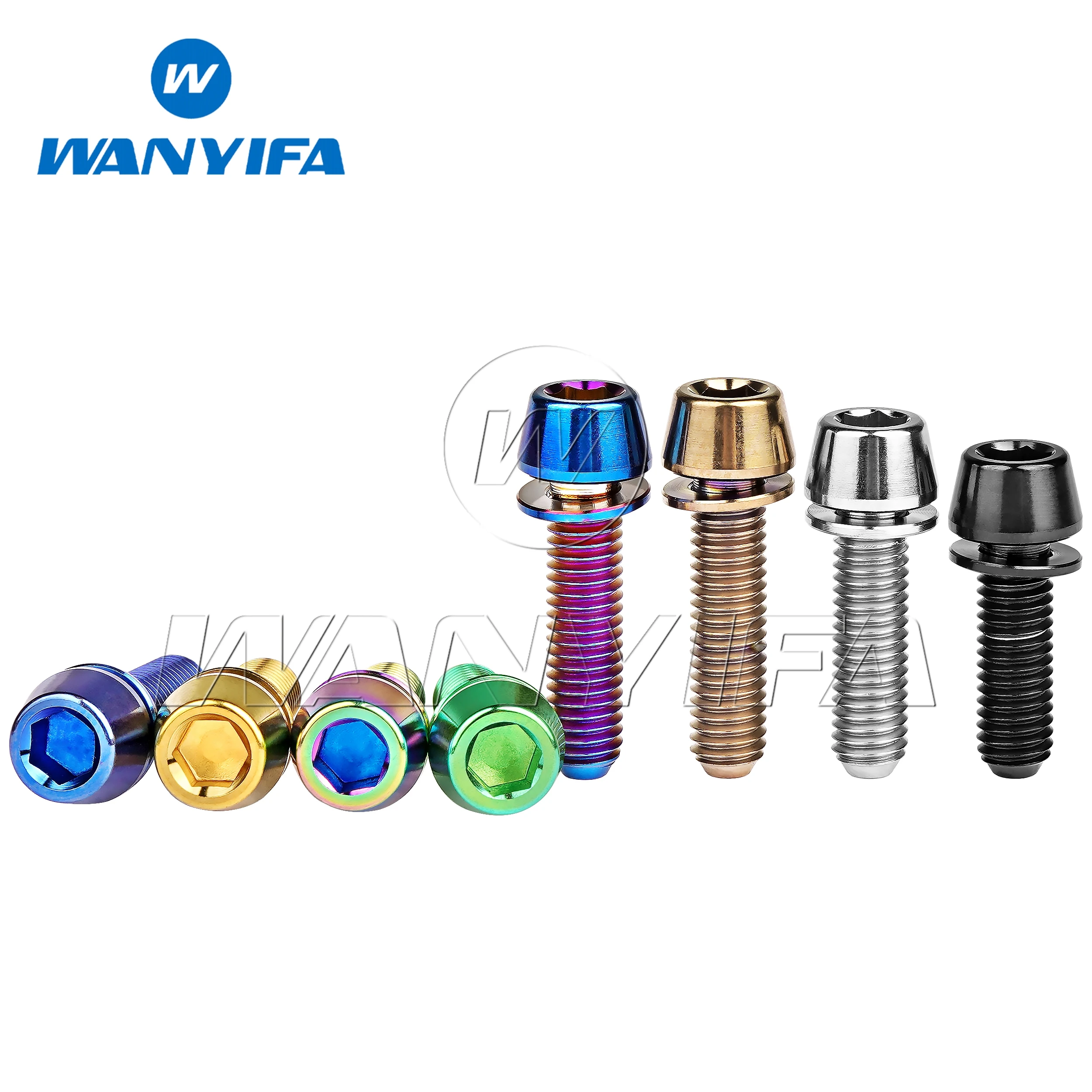 Titanium Bolts Wanyifa Titanium Ti M5x16mm M5x18mm M5x20mm For Bicycle Stem Allen Hex Tapered Head Bolt With Washer