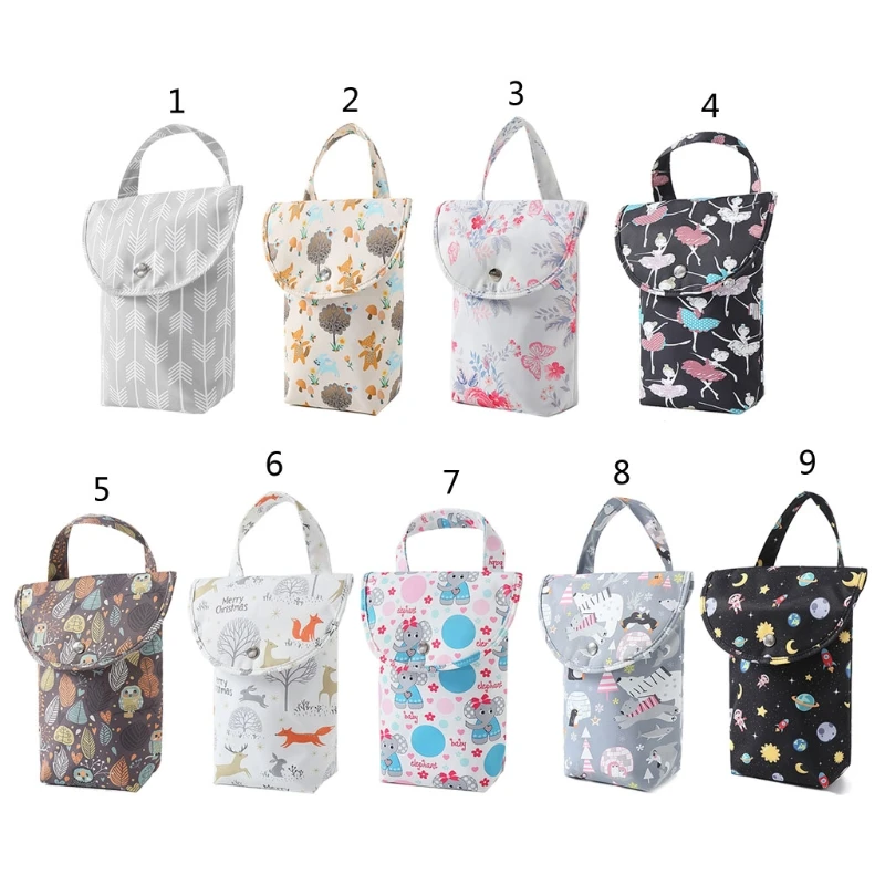 

Baby Diaper Bag Printed Waterproof Wet Dry Nappy Zipper Handbag Stroller Carry Pack Travel Outdoor Wet Diaper Storage Dropship