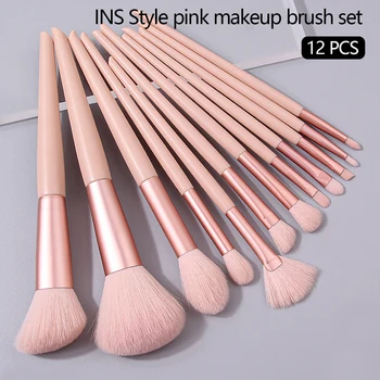 12Pcs Pink Makeup Brush Set Make Up Concealer Blush Powder Brushes Eye Shadow Highlighter Foundation Brush Cosmetic Beauty Tools 1