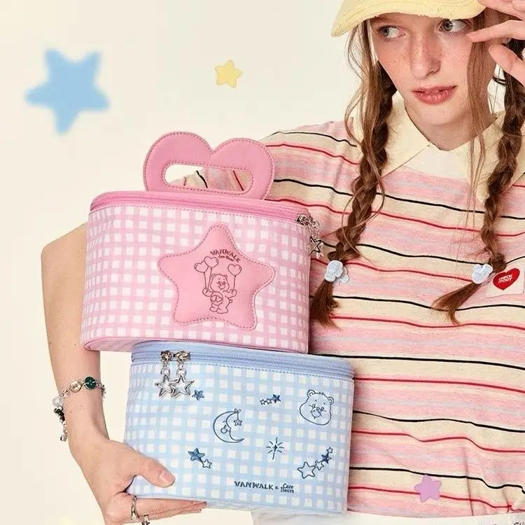 JIAERDI Star Cylinder Pink Hand Bag Handbag Women 2025 Travel Handle Makeup Bag Female Cosmetics Storage Bags Bolsos De Mujer