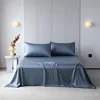 100%Organic Eucalyptus Plain Blue Flat Bed Sheets Lyocell Silky Soft Smooth Breathable Gentle to Skin Pillow shams 1