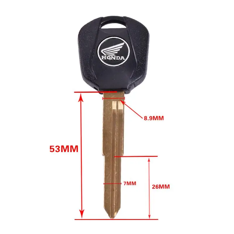 Motorcycle Universal Key Embryo Blank Handle For HONDA CBR1000RR CBR600RR CB900 Left Double Slot Groove Uncut Blade Can Key Chip